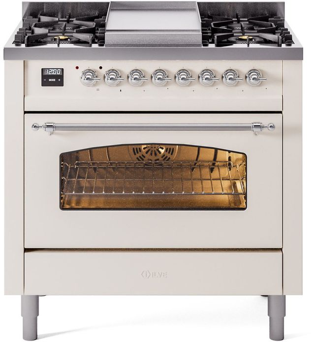 Ilve® Nostalgie II Series 36" Antique White Pro Style Dual Fuel Range-0