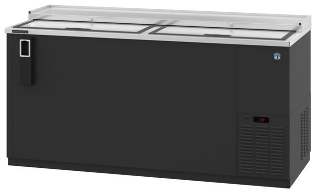 Hoshizaki Back Bar 69" 19.6 Cu. Ft. Black Vinyl Two Section Bottle Cooler with Slide Top Doors-1