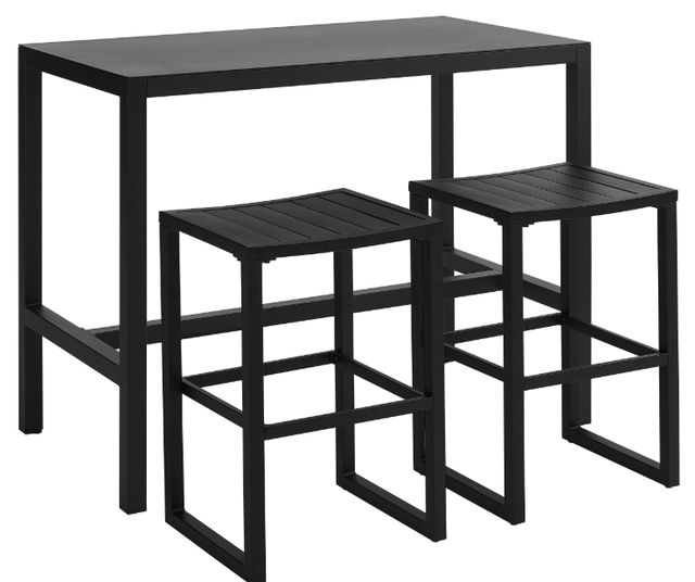 Linon Alora 3-Piece Black Aluminum Outdoor Tavern Set-0
