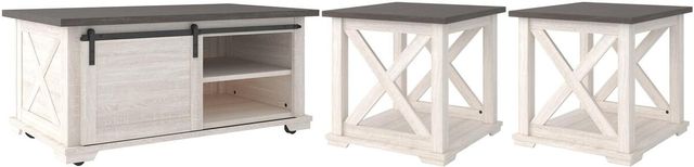 Signature Design by Ashley® Dorrinson 3-Piece Antiqued White/Gray Living Room Table Set-0
