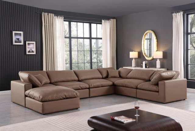 Meridian Furniture Comfy 7-Piece Brown Vegan Leather Sectional-4