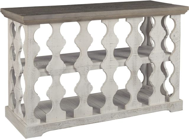 Signature Design by Ashley® Havalance Gray Console Sofa Table with Vintage White Base-1