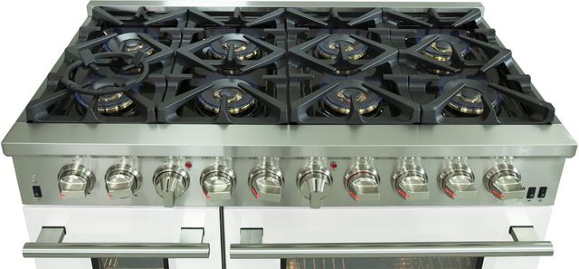 FORNO® Capriasca 48" Stainless Steel Pro Style Dual Fuel Range with White Door-2