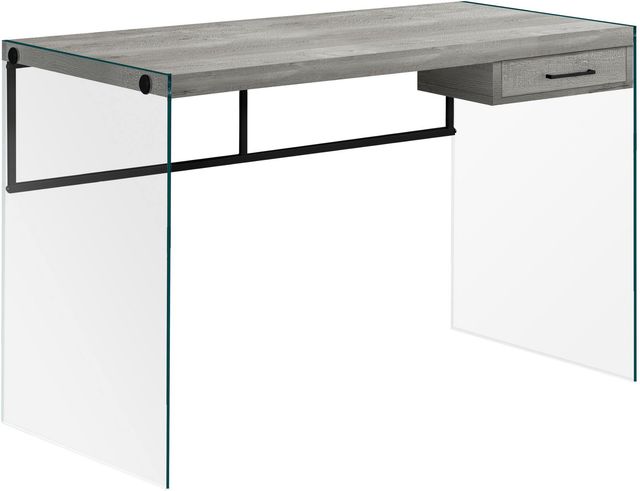 Monarch Specialties Inc. 48"L Grey Reclaimed Wood Glass Panel Computer Desk-0