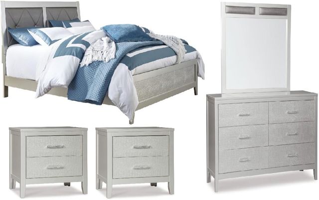 Signature Design by Ashley® Olivet 5-Piece Silver King Panel Bed Set-0