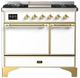 Ilve® Majestic III 40" White Pro Style Dual Fuel Liquid Propane Range with Solid Door and Brass Trim-0