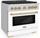 ZLINE Autograph Edition Paramount 36" Stainless Steel Pro Style Dual Fuel Range with White Matte Door and Champagne Bronze Accents-2