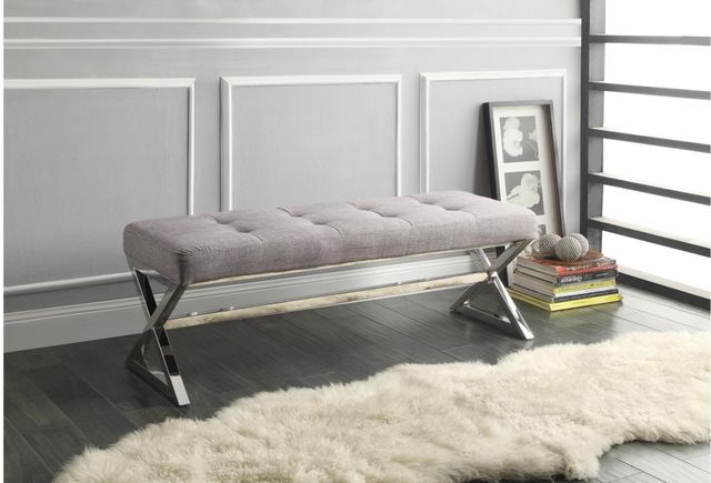 Banc Rory en cuir gris Mazin Furniture