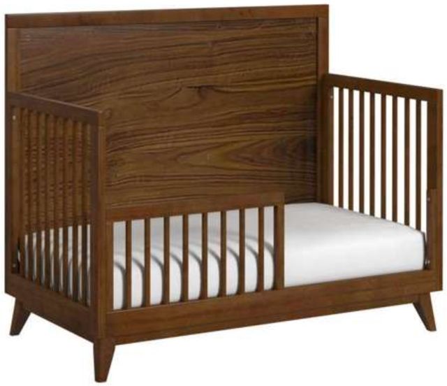 Elements International Malia Walnut Crib with High Headboard and Guardrail-3