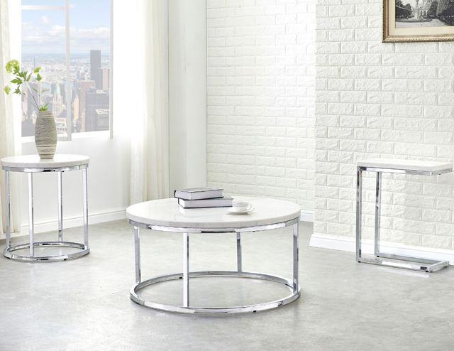 Steve Silver Co. Echo 3-Piece Marble Top Occasional Table Set with Chrome Base -1