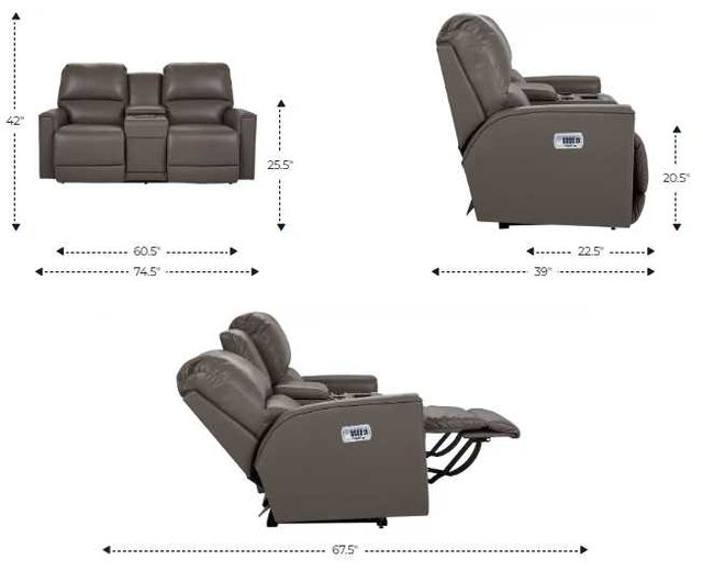 La-Z-Boy® Cade Oyster Leather Power Reclining Loveseat with Console, Headrest, and Lumbar-2