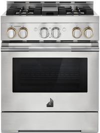 Front view of the JennAir® RISE™ 30" Stainless Pro Style In Natural Gas Range