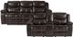 Mazin Furniture Bastrop 2 Piece Dark Brown Reclining Sofa & Loveseat Set-0