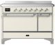 Ilve® Majestic III 48" Antique White Pro Style Induction Range with Solid Door and Chrome Trim-0