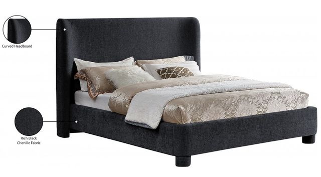 Meridian Furniture Penny Black Full Chenille Fabric Upholstered Panel Bed-3