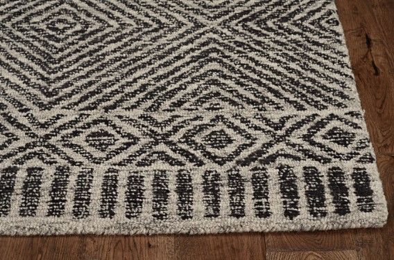 KAS Rugs Hudson Grey/Black Retreat 5'x7' Area Rug-1