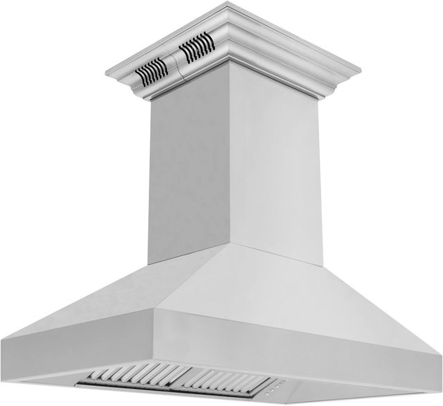 ZLINE CrownSound™ 36" Stainless Steel Ducted Vent Island Mount Range Hood with Built-in Bluetooth Speakers-2