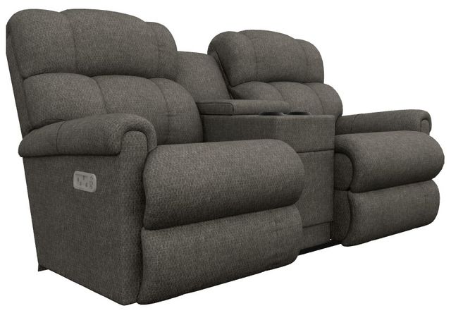La-Z-Boy® Pinnacle Graphite Power Wall Reclining Loveseat with Console and Headrest-0