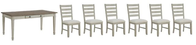 Elements International Farmington 7-Piece Light Beige/Medium Brown/Washed Stone Dining Set-0