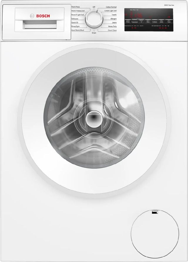 Bosch® 300 Series White Front Load Washer & Electric Dryer Laundry Pair-1