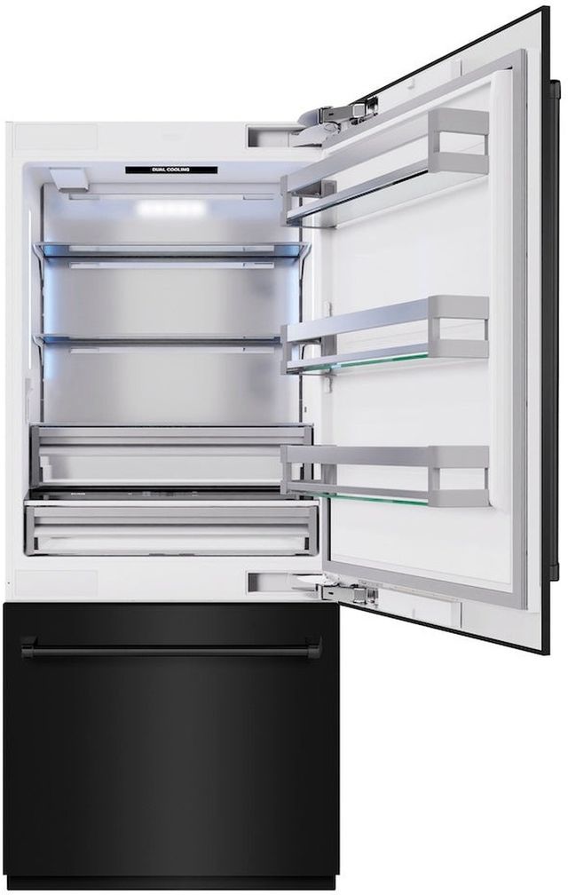 ZLINE 36" 19.8 Cu. Ft. Black Stainless Steel Built-In Bottom Freezer Refrigerator with Water Dispenser and Ice Maker-2