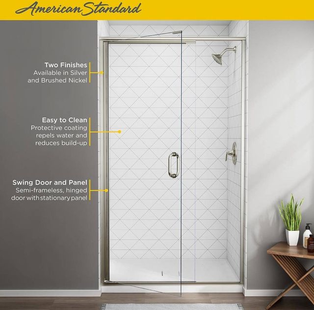 American Standard Silver Shine Semi-Frameless Swing Shower Door and Panel-3