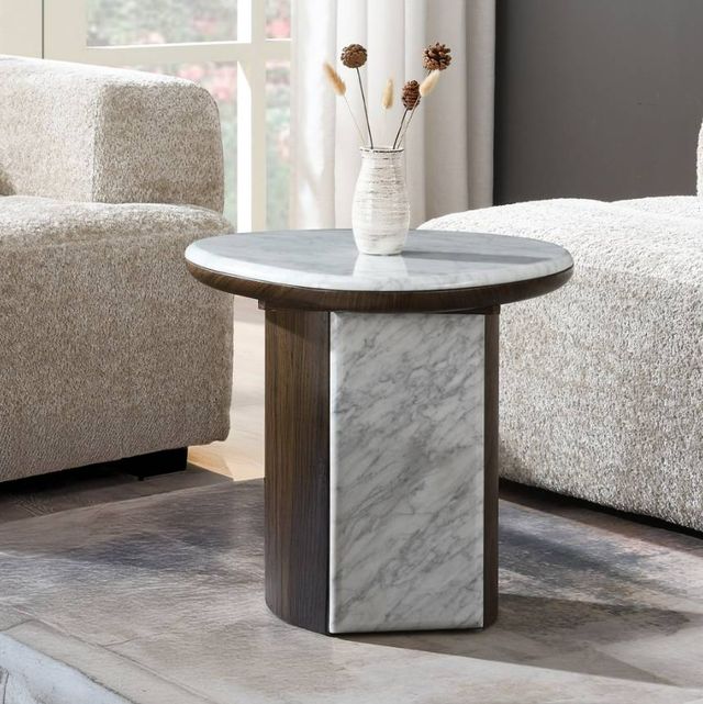 ACME Furniture Haidar Brown/Natural Marble End Table-1