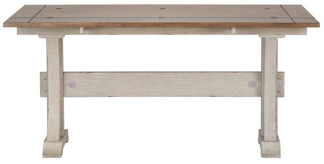 Liberty Furniture Farmhouse Reimagined Chestnut Flip Lid Sofa Table with Antique White Base-2
