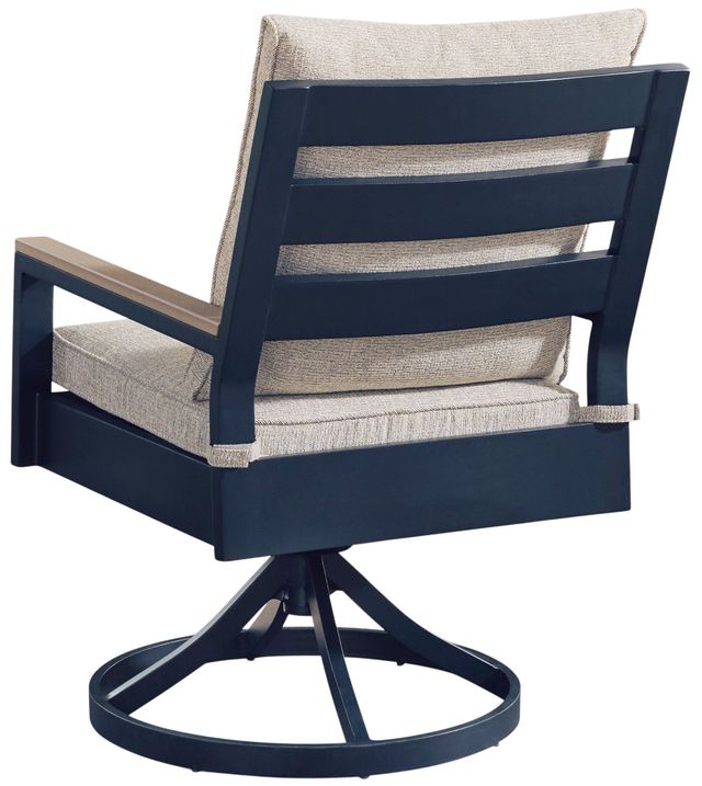 Signature Design by Ashley® Mabry Shores 2-Piece Driftwood/Navy Blue Aluminum/Fabric Outdoor Swivel Chair-4