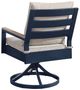 Signature Design by Ashley® Mabry Shores 2-Piece Driftwood/Navy Blue Aluminum/Fabric Outdoor Swivel Chair-4