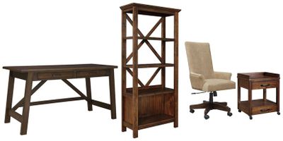 front view of the Signature Design by Ashley® Baldridge 4-Piece Rustic Brown Home Office Set1