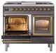 Ilve® Nostalgie II Noblesse 40'' Graphite Matte Pro Style Dual Fuel Range with Brass Trim-3