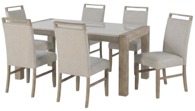 Global Furniture USA D1321 7-Piece Light Gray/White Dining Set-0