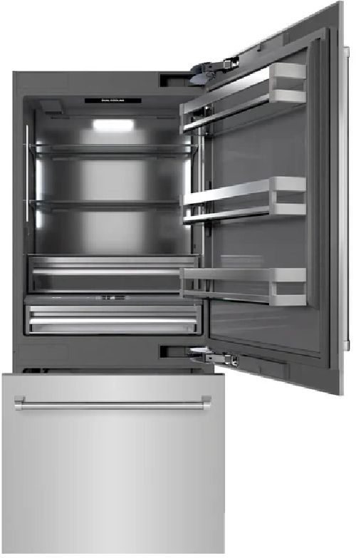 ZLINE 36" 19.8 Cu. Ft. Stainless Steel Built-In Bottom Freezer Refrigerator with Graphite Gray Interior-1