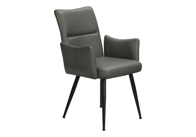 Monarch Specialties Inc. 2-Piece Grey 36" Faux Leather Dining Chair Set with Black Metal Legs-0
