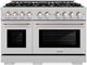 ZLINE Select 48" Satin Stainless Steel Double Oven Pro Style Gas Range with Brass Burners-0