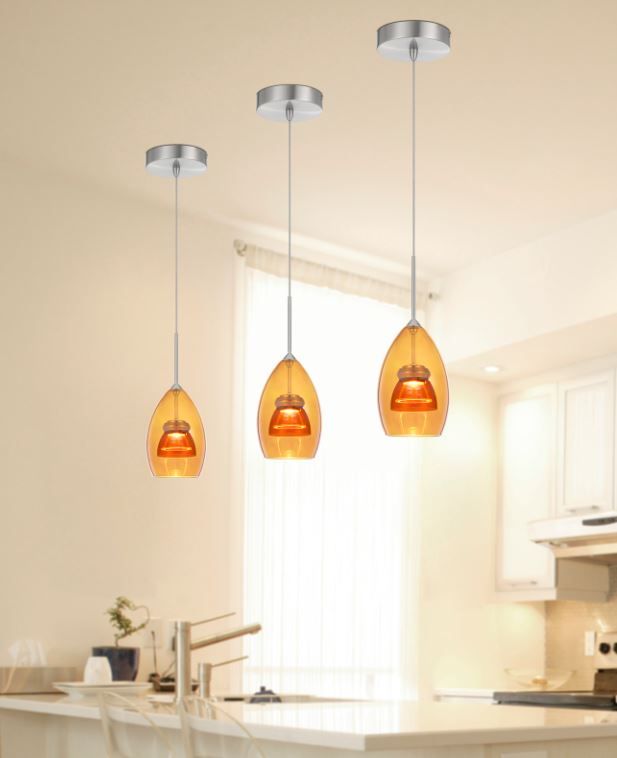 Cal® Lighting & Accessories Amber/Yellow Mini Pendant-2