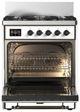 Ilve® Majestic III 30" White Pro Style Dual Fuel Natural Gas Range with Solid Door and Burnished Trim-1