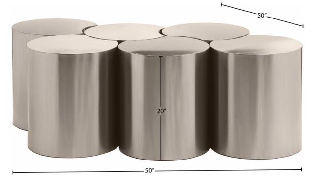 Meridian Furniture Dimple 6-Piece Silver 20" Modular Nesting Coffee Table Set-3