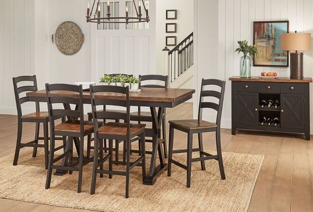 A-America® Stormy Ridge Chicory Gathering Height Trestle Table with Slate Black Base-3