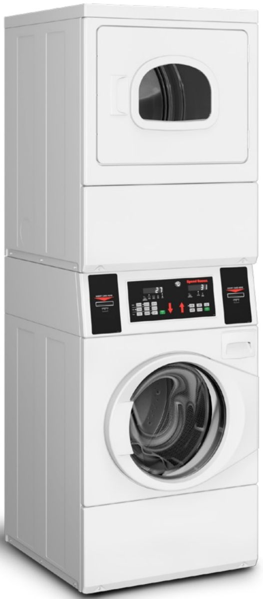 Speed Queen® Commercial 3.4 Cu. Ft. Washer, 7.0 Cu. Ft. Dryer White Stack Laundry-0