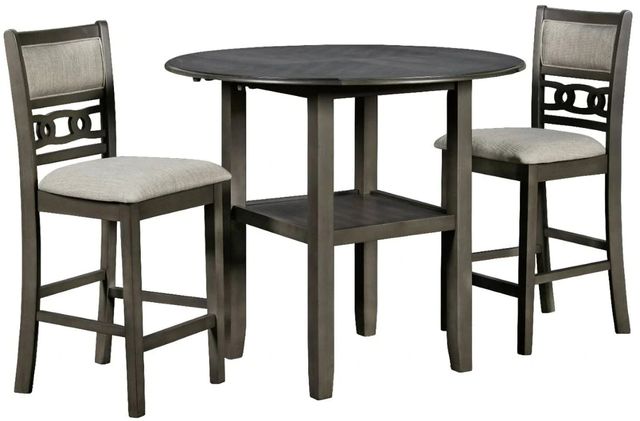 New Classic® Home Furnishings Gia 3-Piece Gray Drop Leaf Counter Dining Set-0