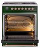 Ilve® Nostalgie II Noblesse 30'' Emerald Green Pro Style Dual Fuel Range with Copper Trim-1