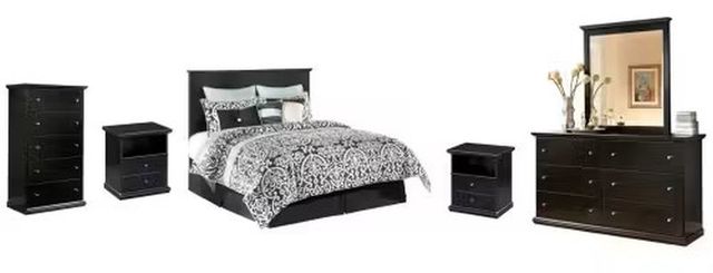 Signature Design by Ashley® Maribel 6-Piece Black King/California King Panel Headboard Bed Set-0