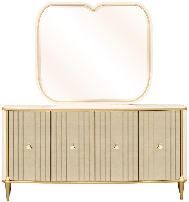 Michael Amini® Scotts Square Light Champagne Sideboard with Mirror-2