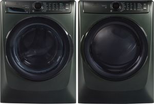 Front view of the Electrolux Alpine Green Front Load Laundry Pair