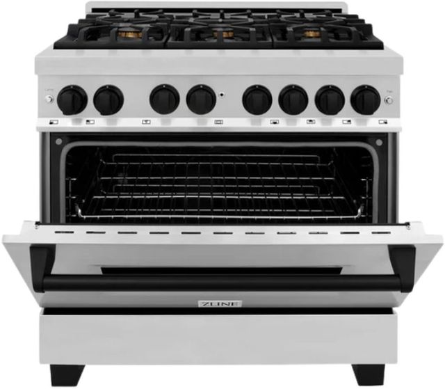 ZLINE Autograph Edition Legacy 36" Stainless Steel Pro Style Dual Fuel Range with Matte Black Accents-2