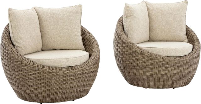 Signature Design by Ashley® Danson 2-Piece Beige Swivel Outdoor Lounge with Cushion-0