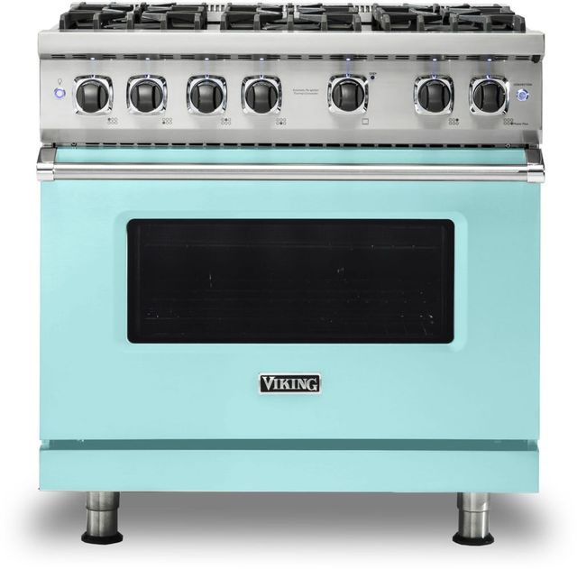 Viking® 5 Series 36" Bywater Blue Pro Style Natural Gas Range-0