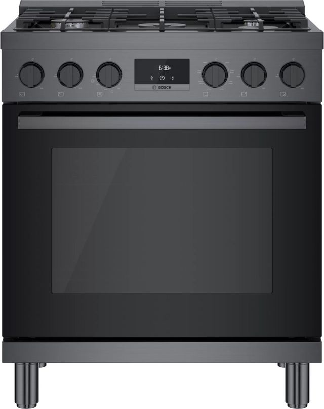 Bosch® 800 Series 30" Black Stainless Steel Freestanding Dual Fuel Range-0
